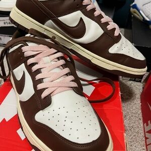 Nike Dunk Low Brown, White & Pink Lace Sneakers